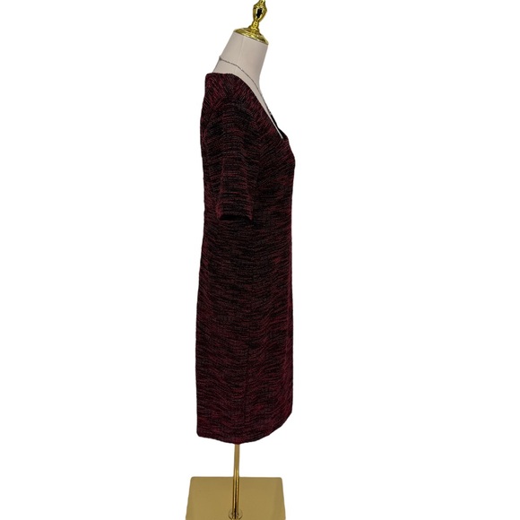 Ann Taylor Tweed Knit Square Neck Short Sleeve Sheath Dress Sz 6 Career Preppy - Picture 9 of 16